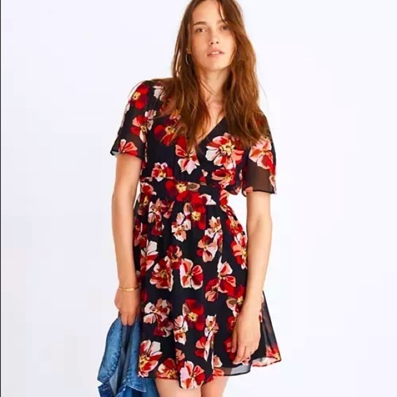 MADEWELL French Rose Tulip-Sleeve Mini Dress - Picture 1 of 11